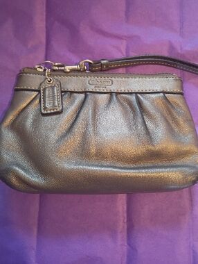 Coach Metallic Pleated Wristlet